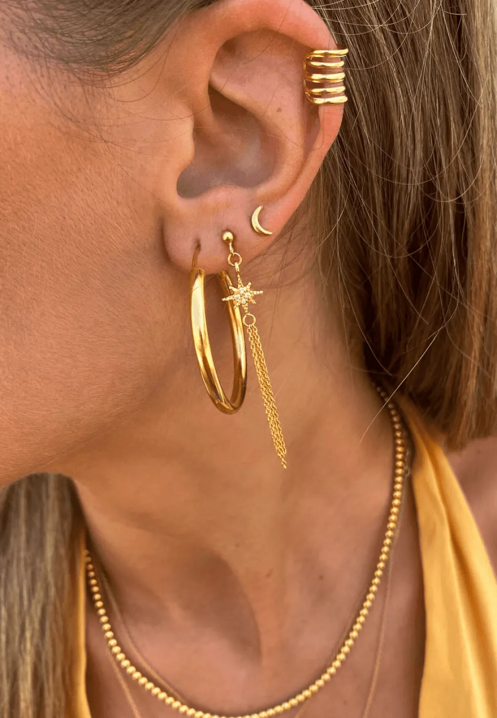 PENDIENTES KALPANA BAÑADOS EN ORO
