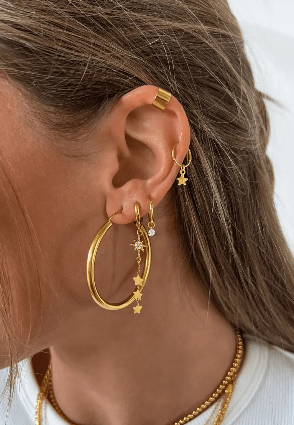 PIERCINGS SITARA (10MM) BAÑADOS EN ORO